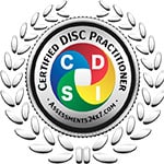 Badge officiel de certification DISC Practitioner avec le logo multicolore DISC, utilisé par Leaderseed pour les évaluations comportementales en présentiel à Toulouse et en visio.